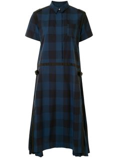 Sacai клетчатое платье с короткими рукавами
