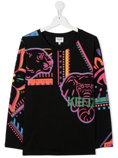 Kenzo Kids футболка с принтом Tiger и длинными рукавами