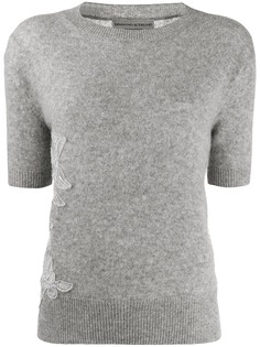 Ermanno Scervino джемпер с цветочной вышивкой и короткими рукавами