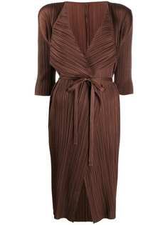 Pleats Please Issey Miyake плиссированное платье миди с завязками