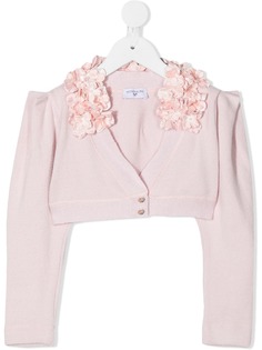 Monnalisa кардиган с цветочной аппликацией