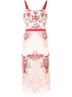 Marchesa Notte платье с цветочной 3D вышивкой