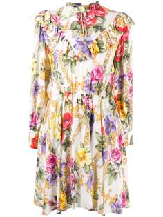 Boutique Moschino расклешенное платье с длинными рукавами и цветочным принтом