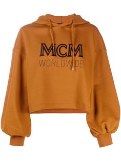 MCM cropped logo drawstring hoodie