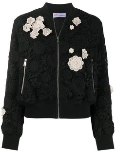 RedValentino бомбер с цветочной аппликацией