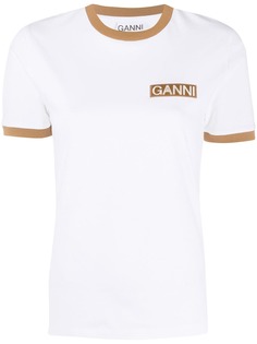 GANNI футболка с нашивкой-логотипом
