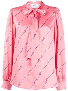 MSGM атласная блузка в диагональную полоску