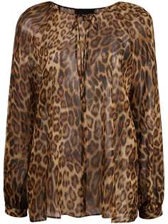 Nili Lotan полупрозрачная блузка с леопардовым принтом