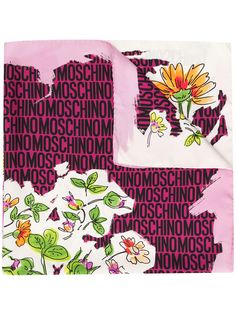 Moschino платок с цветочным принтом и логотипом