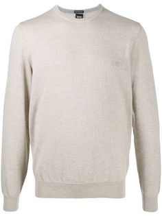 BOSS джемпер с круглым вырезом и вышитым логотипом