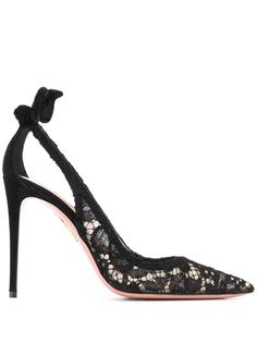 Aquazzura туфли с кружевом и завязками на бант