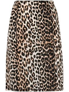 GANNI нижняя юбка с леопардовым принтом