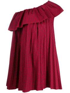 RedValentino платье в клетку гингем с открытыми плечами