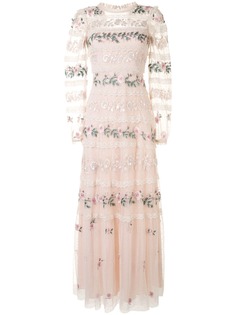 Needle & Thread платье Precious с цветочной вышивкой