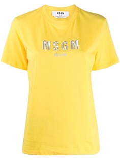 MSGM футболка с вышитым логотипом