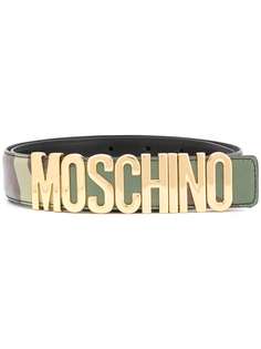 Moschino ремень с металлическим логотипом и камуфляжным принтом