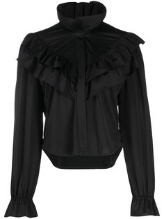 Vetements блузка с высоким воротником и оборками