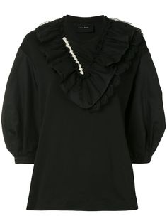 Simone Rocha блузка с оборками и искусственным жемчугом