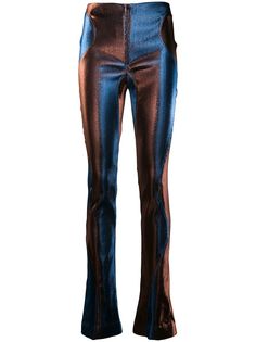 Mugler расклешенные брюки с эффектом металлик
