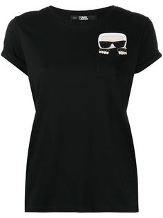 Karl Lagerfeld футболка с принтом Karl и стразами