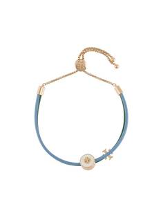 Tory Burch logo charm leather strap bracelet