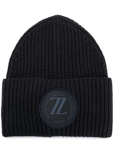 Ermenegildo Zegna шапка бини в рубчик с нашивкой-логотипом