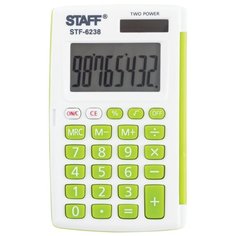 Калькулятор карманный STAFF STF-6238 белый/зеленый
