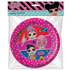 ND Play Тарелки одноразовые LOL бумага 18 см (6 шт.) красный/розовый/голубой