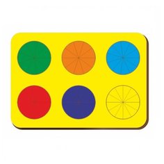 Рамка-вкладыш Woodland Дроби 6 кругов уровень 3 (061203), 59 дет. желтый