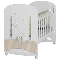 Кроватка Альма-няня Amici Nuvola (колесо) (качалка), на полозьях белый