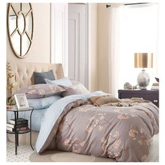 Постельное белье 2-спальное Jardin 3820-160/210 сатин, 50 х 70 см коричневый