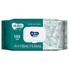 Влажные салфетки Aura Family антибактериальные, 144 шт.