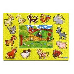 Рамка-вкладыш Woodland На ферме (144104), 19 дет.