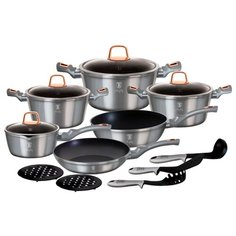 Набор посуды Berlinger Haus Moonlight Edition ВН-6022 15 пр. серый/черный