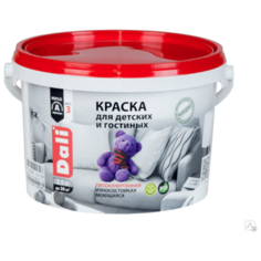 Краска акриловая DALI для детских и гостинных гипоаллергенная для детской моющаяся матовая супербелый 2.5 л 1 (A/BW)