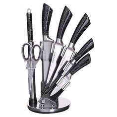 Набор MAYER & BOCH 5 ножей, ножницы и мусат с подставкой 28752/28753/28754/28755 черный/стальной