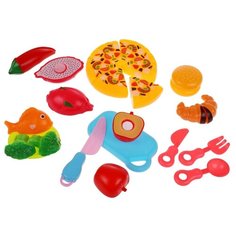 Набор продуктов с посудой Наша игрушка 643459 (WN-609) желтый/красный/голубой