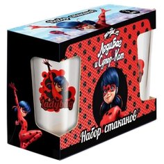 ND Play Набор стаканов Леди Баг и Супер Кот. Дизайн 2, 3 шт 230 мл прозрачный/красный