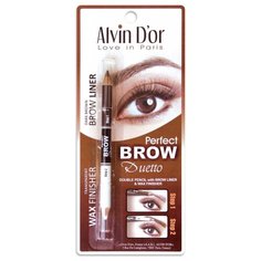 Alvin Dor карандаш+воск Perfect Brow Duetto, оттенок 02 dark brown