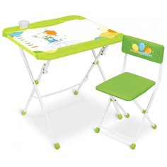 Комплект Nika стол + стул Нашидетки с медвежонком (КНД5/2) 60x52 см зеленый/белый