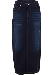 Юбка джинсовая с декоративными швами, на удобном поясе Bonprix