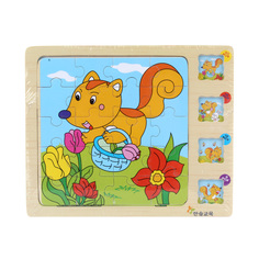 Пазлы деревянные Junfa Toys DX-D402 Белочка