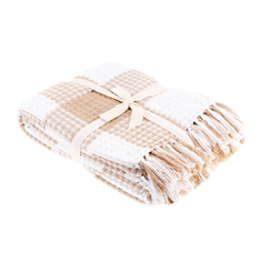 Плед вафельный Homelines textiles check 180x200cm brown