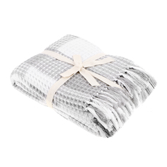 Плед вафельный Homelines textiles check 180x200cm grey