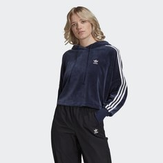 Укороченная велюровая худи adidas Originals