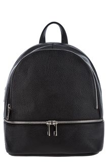 Черный кожаный рюкзак с двумя отделами на мол��иях Solo