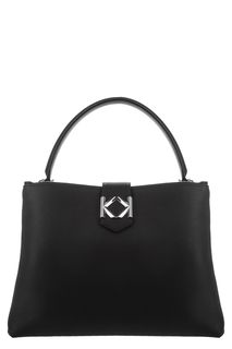 Черная кожаная сумка с металлическим декором Karl Lagerfeld
