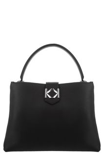 Черная кожаная сумка с металлическим декором Karl Lagerfeld