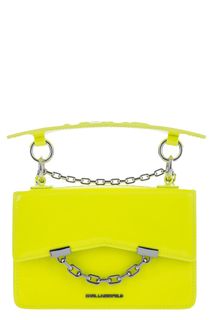 Маленькая лаковая сумка неоново-желтого цвета Karl Lagerfeld