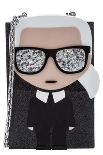 Серебристый клатч с дополнительной плечевой цепочкой Karl Lagerfeld